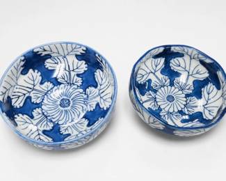 Japanese Blue-And-White Ceramic Bowls