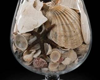 Shell-Filled Glass Pedestal Bowl
