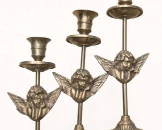Brass Cherub Candlestick Holders