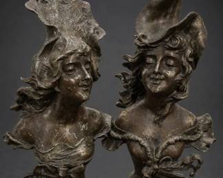Franz Iffland L'Été & L'Hiver Art Nouveau Busts