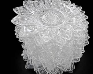 19-Piece Pressed Glass Petal-Shaped Plates
