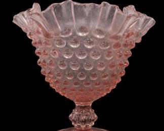 Pink Glass Pedestal Compote