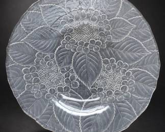 Clear Glass Floral Relief Platter