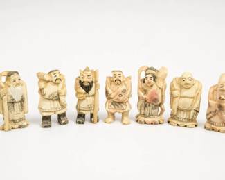 Carved Japanese Figurines Group