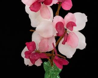Mid-Century Satin Glass Blossom Bonsai Tree