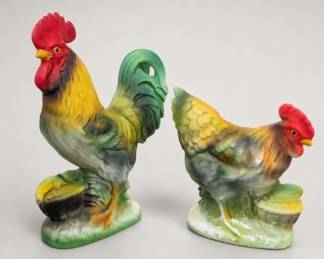 Wales Ceramic Rooster & Hen Figurine Pair