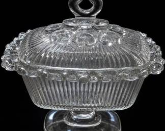 Indiana Glass Lace Edge Covered Candy Dish