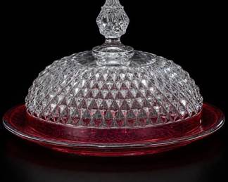 Indiana Glass Diamond Point Ruby Flash Butter
