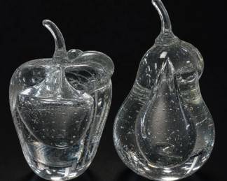 Clear Glass Fruit Sculptures