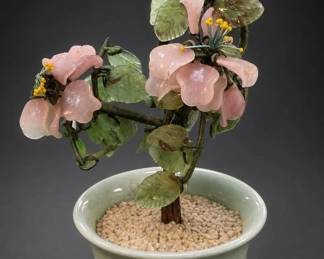 Glass Floral Sculpture In Ceramic Planter
