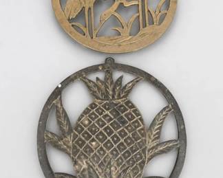 Bird And Pineapple Wall Plaques / Trivets