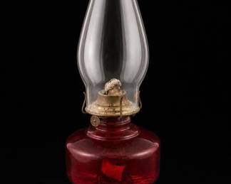 Red Glass Oil Lamp