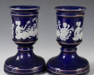 Vintage WATKINS GRECIAN COBALT CANDLESTICK
