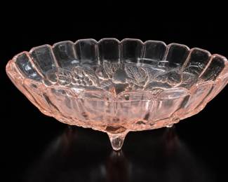 Indiana Glass Harvest Grape Pink Footed Bowl