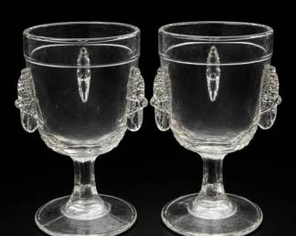 Riverside EAPG Grasshopper Pattern Glass Goblets