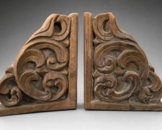 Wooden Temple Fragment Bookends