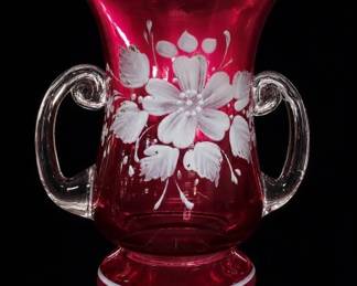 Ruby-Red Handled Glass Bud Vase