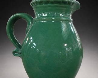 Green Glazed Ceramic Pitcher