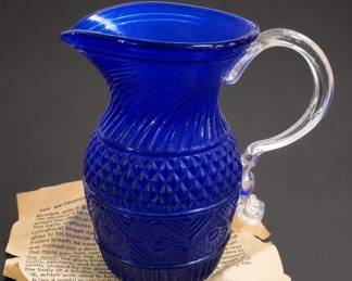 EAPG Reproduction Diamond Ribbed Glass Pitcher