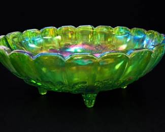Indiana Glass Green Carnival Harvest Grape Bowl