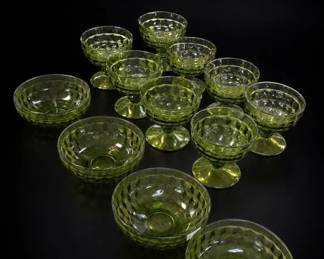 Indiana Whitehall Avocado Dessert Glasses