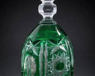 German Green Cut to Clear Crystal Bell