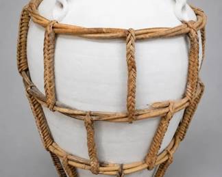 Ceramic Planter With Wicker Surround