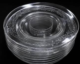 Rock Sharpe Marina Etched Glass Salad Plates 12pc