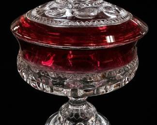 Indiana Glass King's Crown Ruby Flash Candy Dish