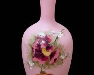Victorian Pink Bristol Opaline Floral Glass Vase