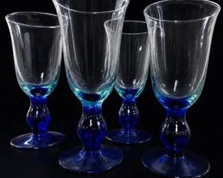 Stemmed Glass Goblets, 5pc