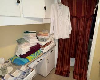 Chef's jacket, curtains, toiletries, linen's