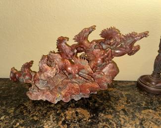 Soapstone Wild Horses Sculpture