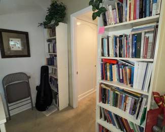 Books, electric guitar, pictures