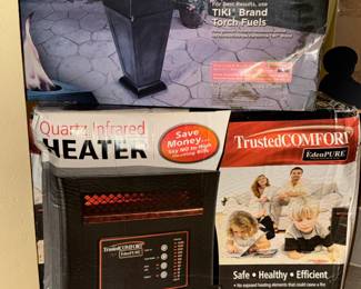 Quartz Infrared Heater & Tiki Fire Sculpture NIB, never used