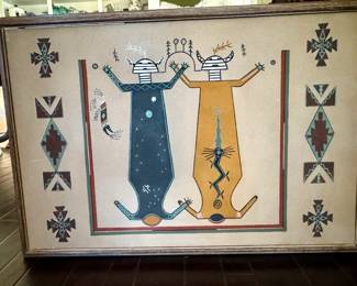 Native American Indian Sand Painting, signed