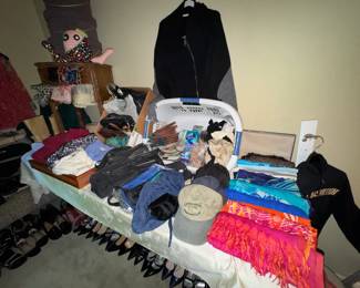Women's clothes, scarves, hats, shoes & hat boxes