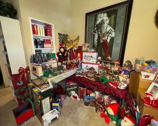 Christmas supplies & decorations, lighted houses, lights, ornaments, painting