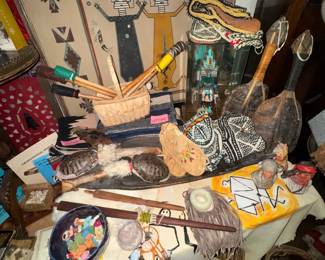 Native American Indian items & Indian decor, sand painting signed