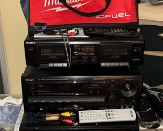 Audio equipment, Sony & Teac, tool bag