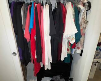 Women's clothes, Chico's, suitcase, hanging bag