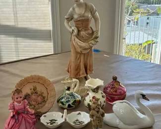 CH162Vintage Hand Painted Ceramic Collectibles, Porcelain Figurine, And Royal Copenhagen Swan