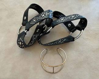 CH186Snap On Studded Leather Boot Accessories And Metal Cuff Bracelet