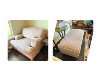 Chair and a Half with matching ottoman. Available for presale.