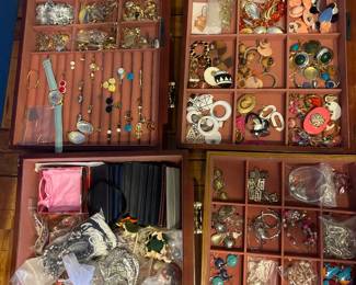 Earrings And Assorted Jewelry Trays