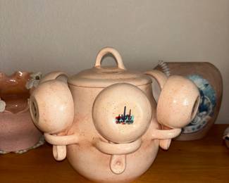 Decorative Lidded Pot With Hanging Cups