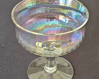 Iridescent Carnival Glass Champagne Coupes, set of