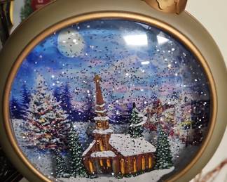 Valerie Parr Hill Illuminated Winter Church Water Globe Ornament