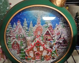 Valerie Parr Hill Lighted Gingerbread House Snow Globe Ornament