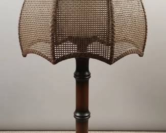 MidCentury Modern Woven Rattan Table Lamp